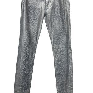 Faith Connection Silver Snakeskin Pattern Jeans Size 30